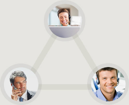 Three people on a conference call